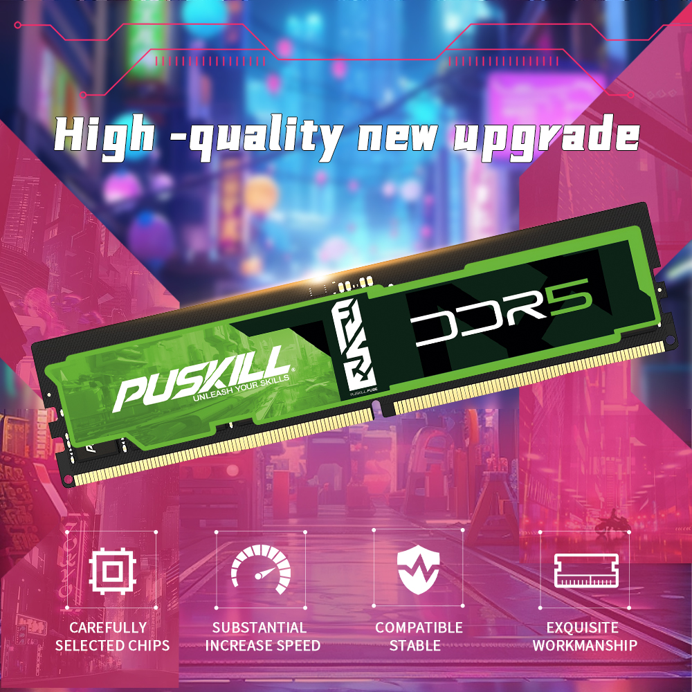 PUSKILL DDR5 RAM 6000MHz 5600MHz 5200MHz 8GB 16GB 32GB Desktop Memory High Performance puskill ddr5 ram 6000mhz 5600mhz 5200mhz 8gb 16gb 32gb desktop memory high performance