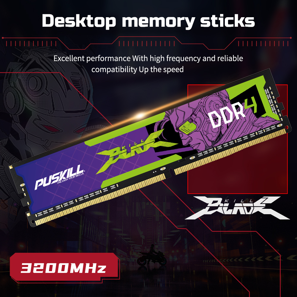 PUSKILL DDR4 Desktop Gaming RAM 8GB 16GB 32GB 2666MHz 3200MHz High Performance Memory Module puskill ddr4 desktop gaming ram 8gb 16gb 32gb 2666mhz 3200mhz high performance memory module