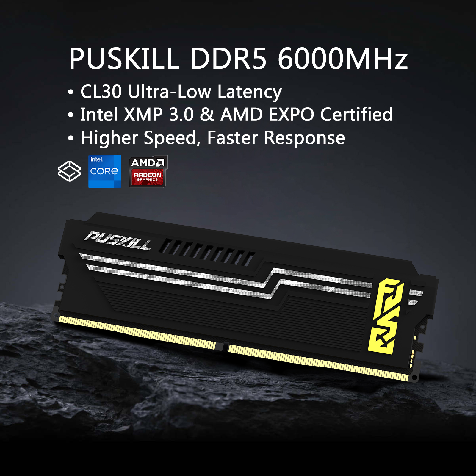 puskill ddr5 8gb 16gb 4800mhz 5600mhz 6000mhz stable overclocking ram, aluminum cooling vest for pc gaming & office puskill ddr5 8gb 16gb 4800mhz 5600mhz 6000mhz stable overclocking ram, aluminum cooling vest for pc gaming & office