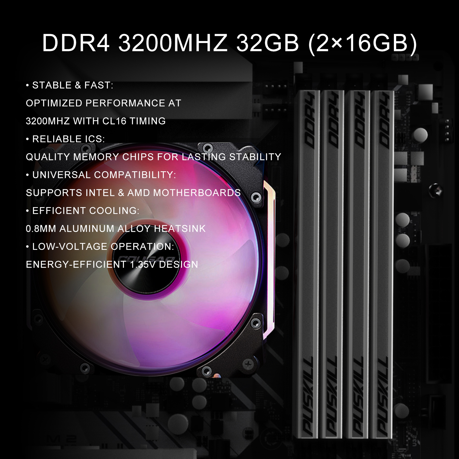 PUISKILL New Design Heatsink DDR4 Memory 8GB 16GB 32GB 3200MHz 3600MHz Gaming Desktop RAM Wholesale In Stock puiskill new design heatsink ddr4 memory 8gb 16gb 32gb 3200mhz 3600mhz gaming desktop ram wholesale in stock
