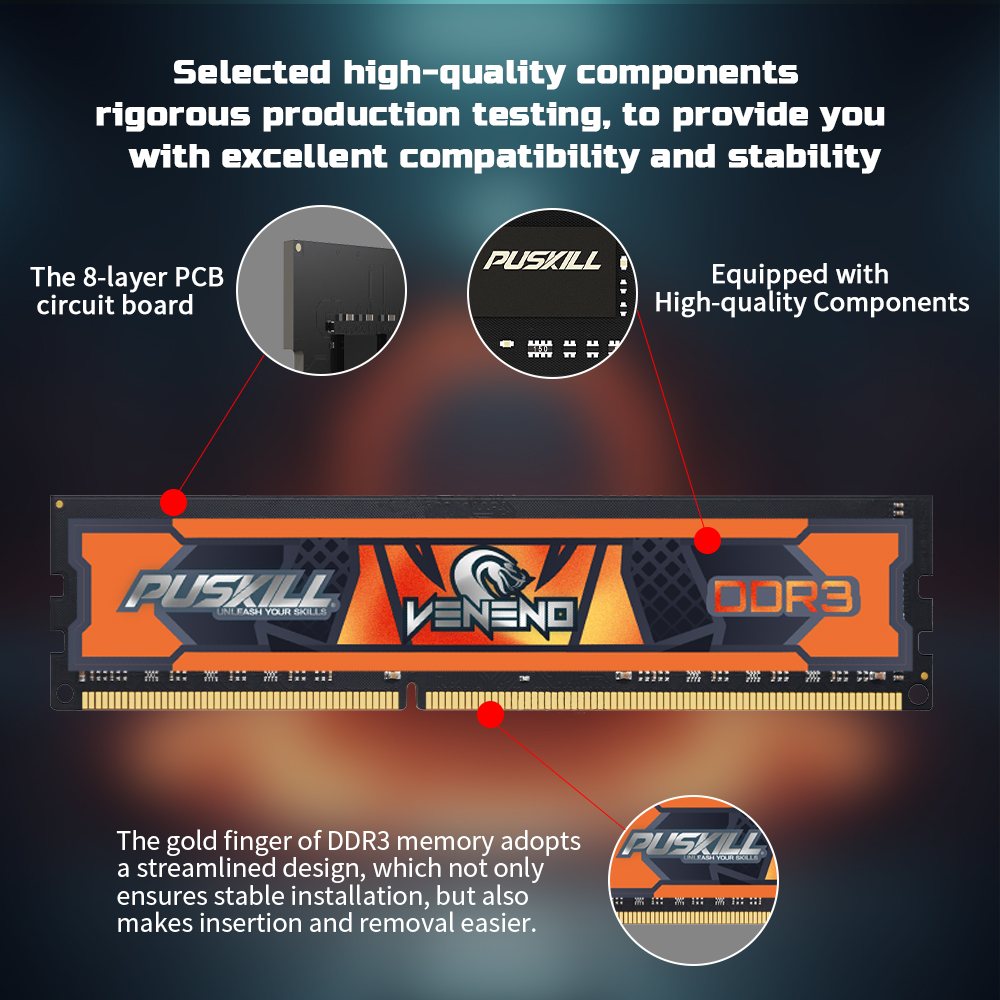 puskill ddr3 1.5v 2gb/4gb/8gb 1333mhz/1600mhz for desktop ram puskill ddr3 1.5v 2gb/4gb/8gb 1333mhz/1600mhz for desktop ram