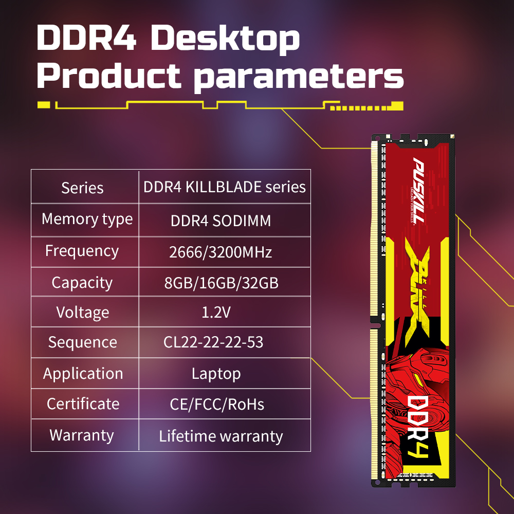 puskill factory oem ddr4 desktop ram 4gb 8gb 16gb 2400mhz 2666mhz 3200mhz pc sodimm memory module puskill factory oem ddr4 desktop ram 4gb 8gb 16gb 2400mhz 2666mhz 3200mhz pc sodimm memory module